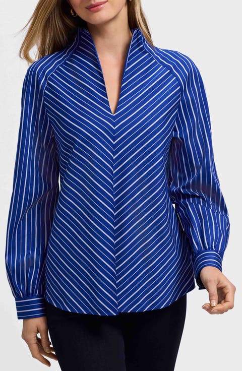 Daphne Stripe Stretch Cotton Blend Pullover Shirt