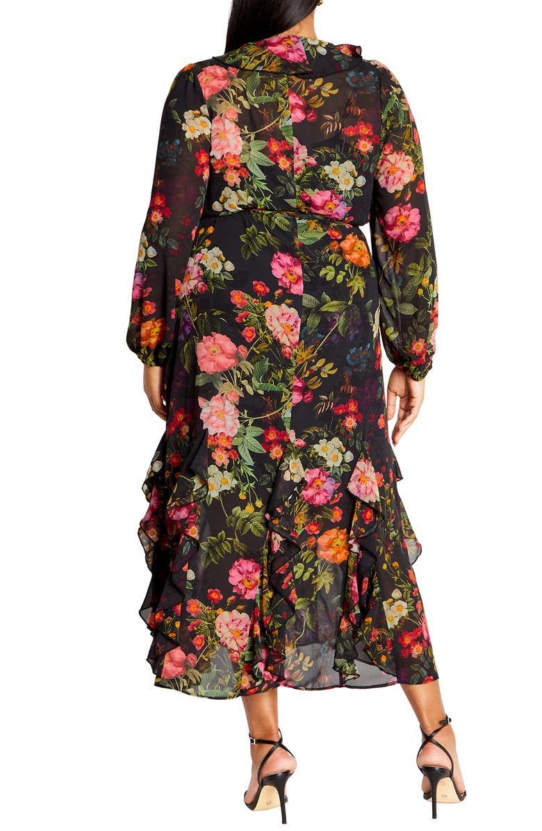 City Chic Bridgette Ruffle Long Sleeve Maxi Dress, Alternate, color, 