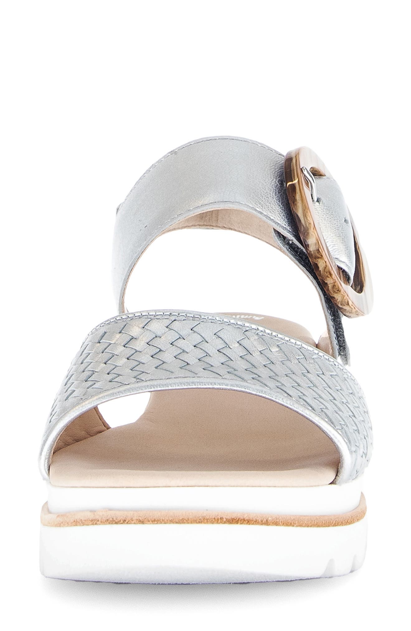 Gabor Lug Sole Quarter Strap Sandal, Alternate, color, Silver