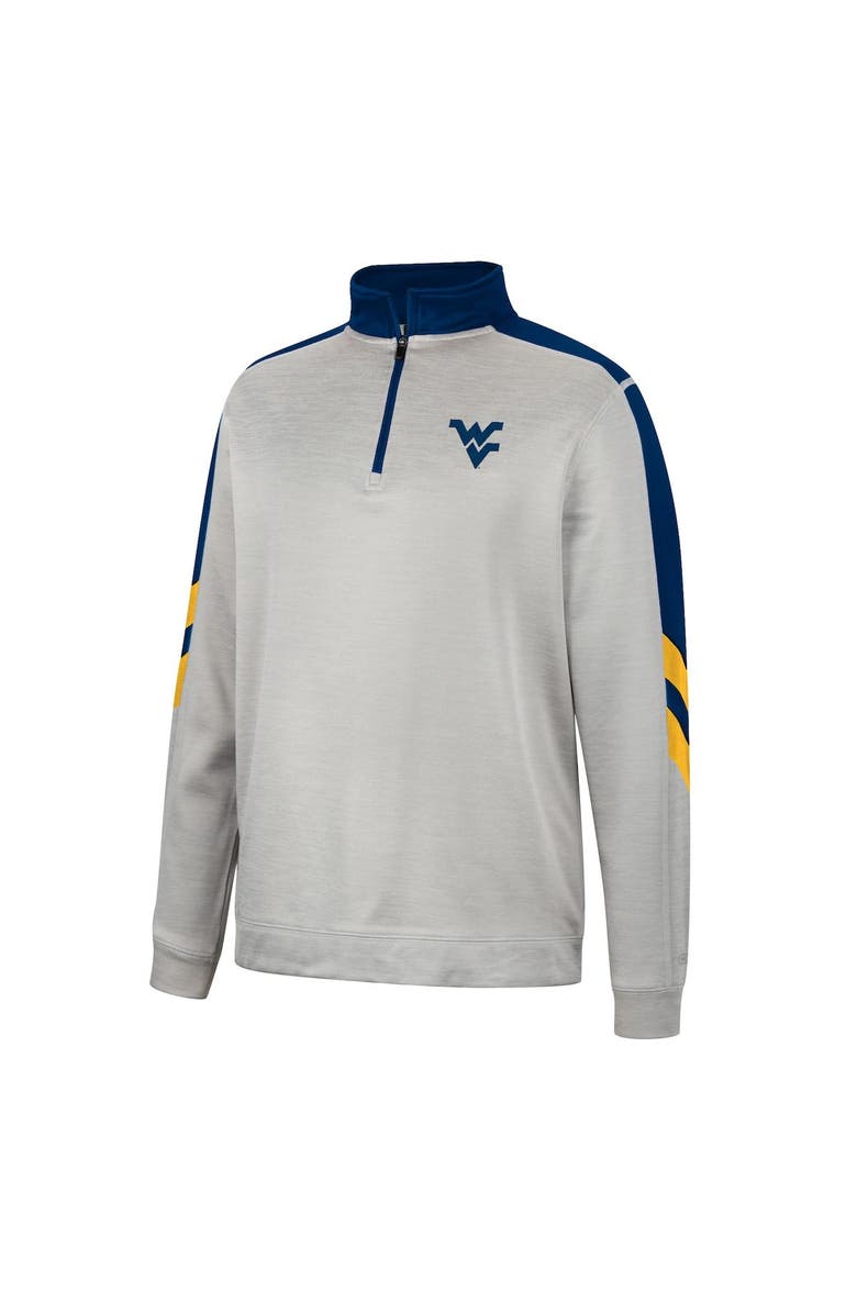 COLOSSEUM Men's Colosseum Gray/Navy West Virginia Mountaineers Bushwood Fleece Quarter-Zip Jacket, Alternate, color, 