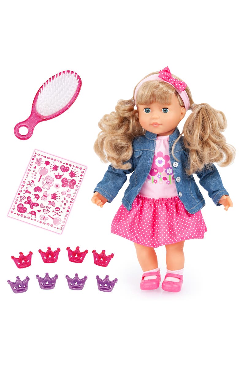 Bayer Design Bayer My First Charlene - 16" Sounds Doll - Kissing & Laughing Sounds, Jean Jacket, Pink & Flowers, Soft Body Doll, Kids Toy, Ages 3+, Main, color, Multicolored
