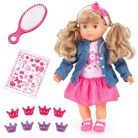 Bayer My First Charlene - 16" Sounds Doll - Kissing & Laughing Sounds, Jean Jacket, Pink & Flowers, Soft Body Doll, Kids Toy, Ages 3+