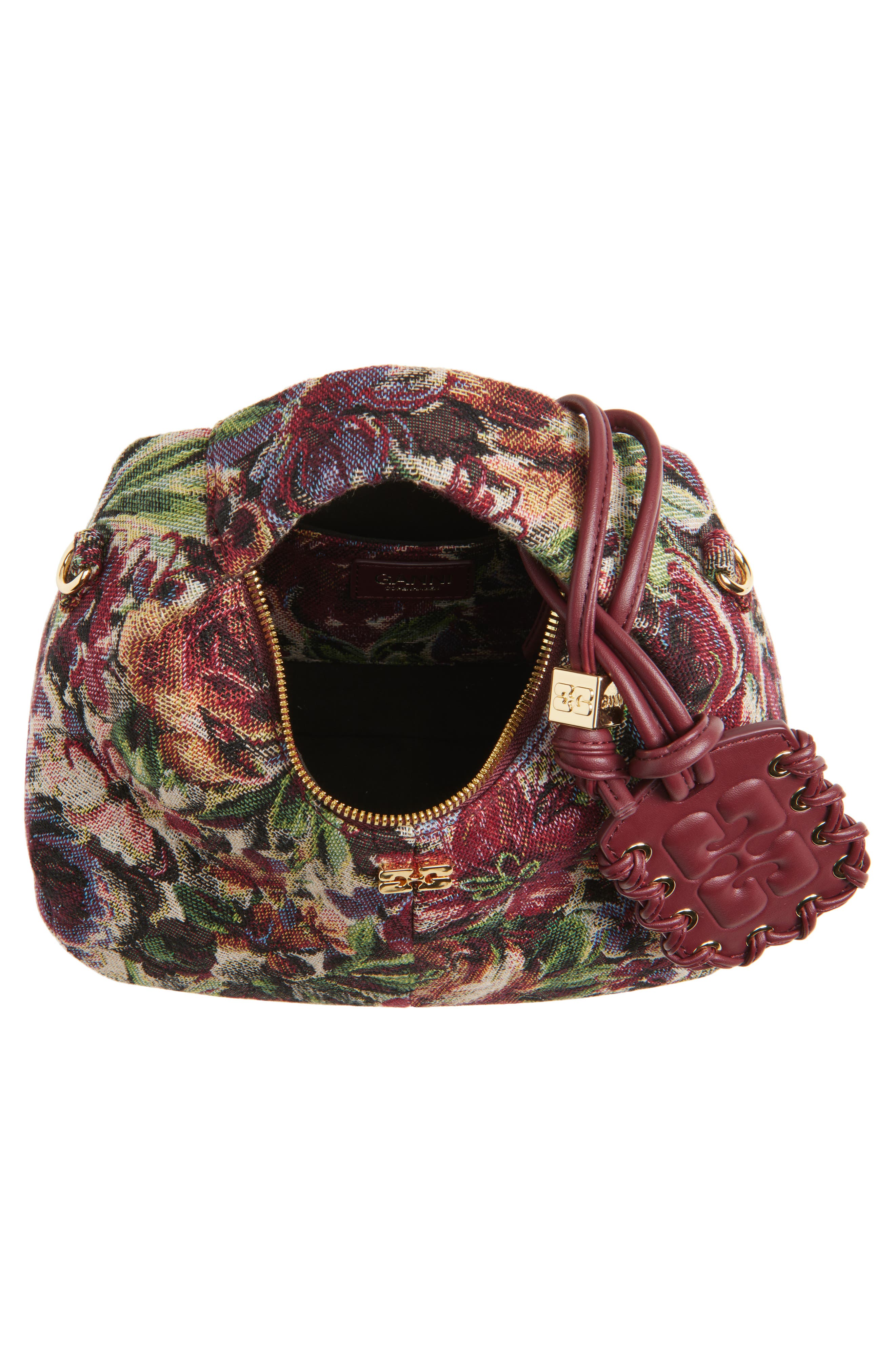 Ganni Mini Tapestry Hobo Bag, Alternate, color, 