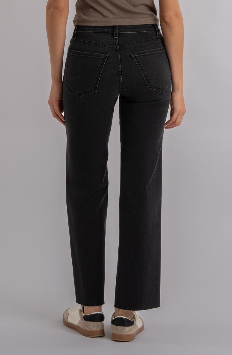 KUT from the Kloth Avery Fab Ab High Waist Raw Hem Ankle Straight Leg Jeans, Alternate, color, Black