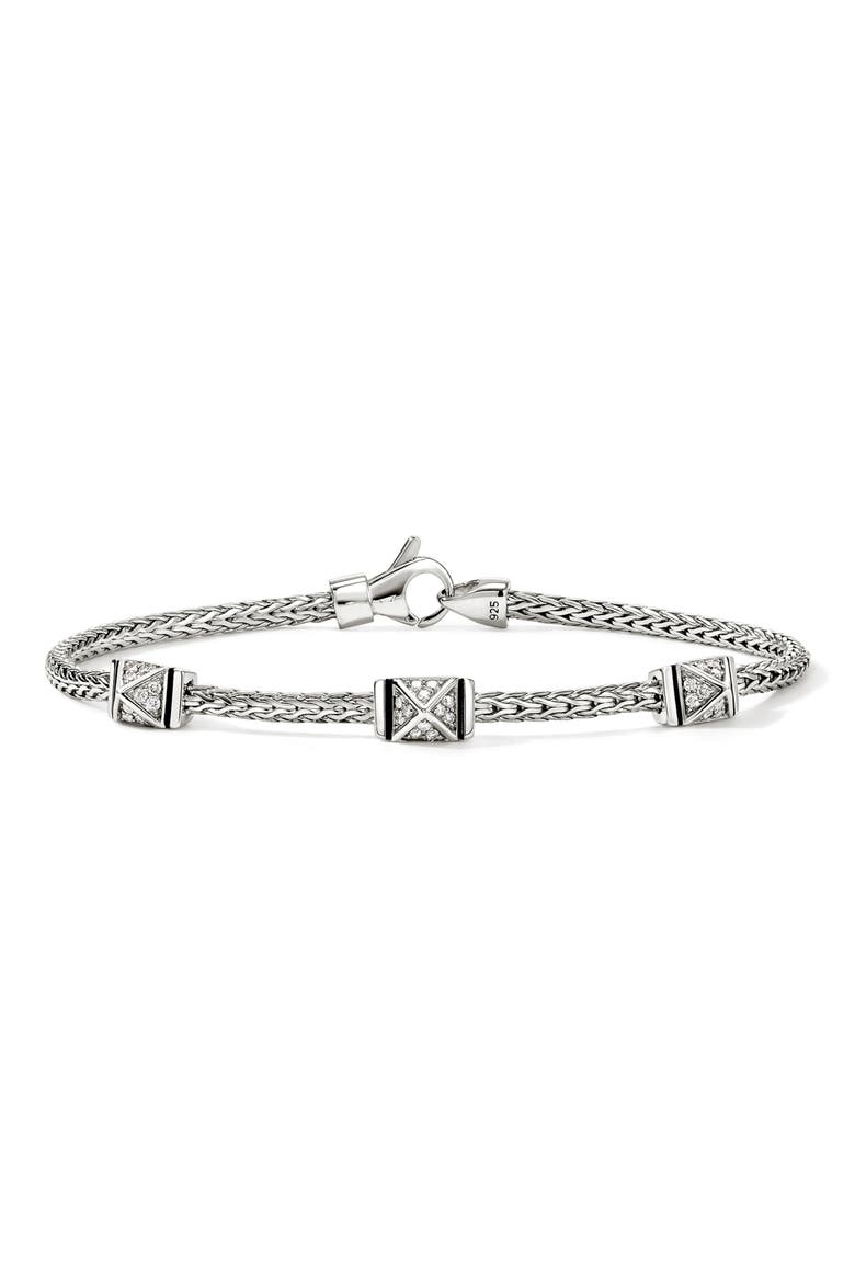 Icon Stud Pavé Diamond Bracelet, Main, color, SILVER