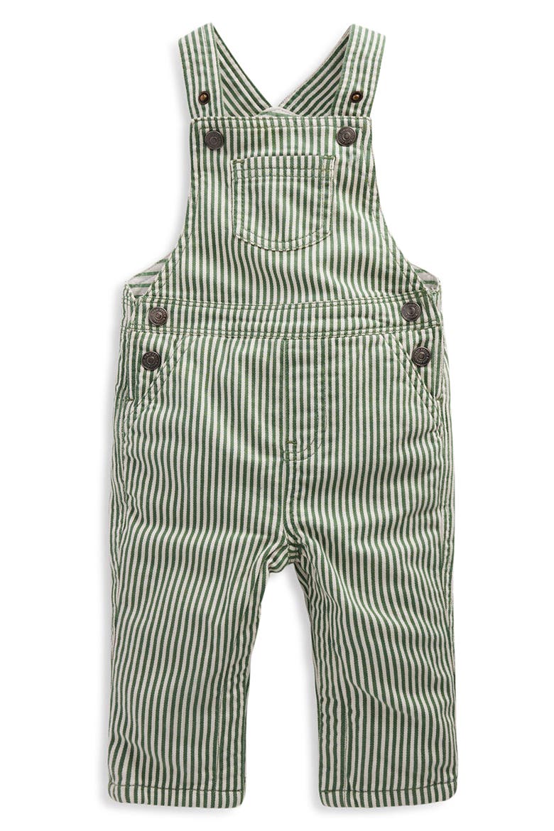 Kids' Ticking Stripe Overalls, Main, color, GREEN STRIPE