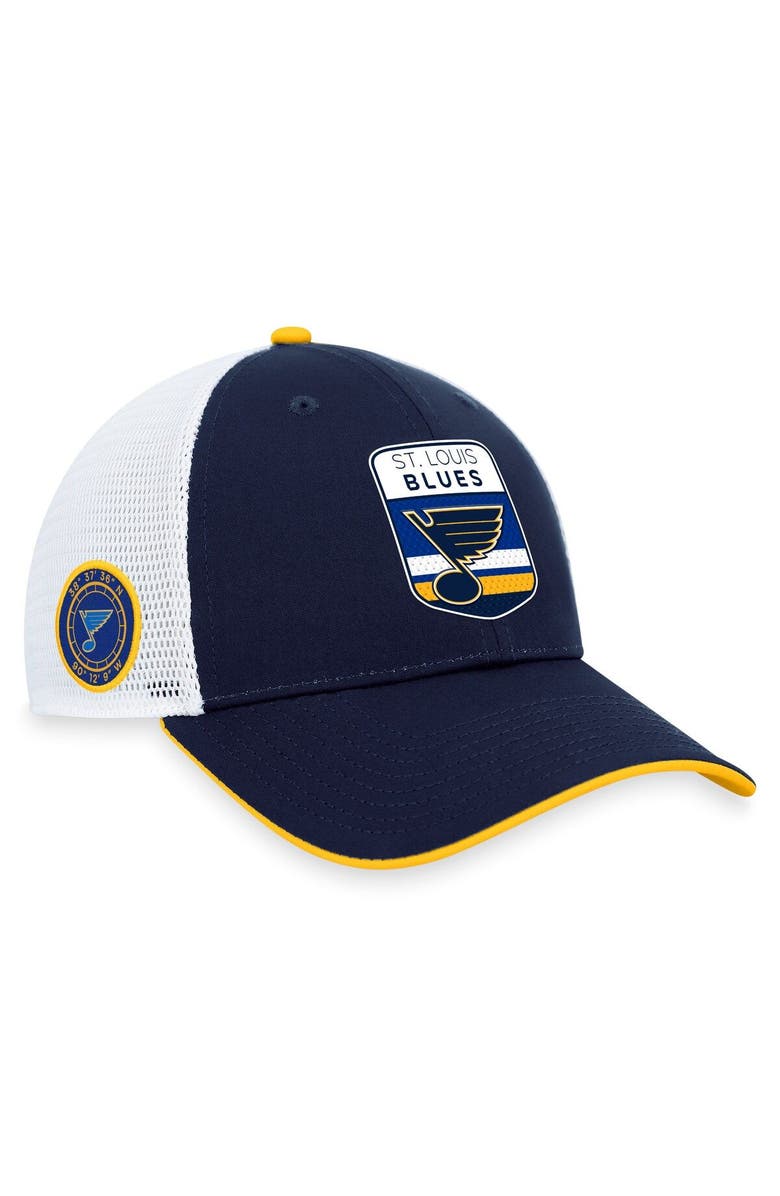 FANATICS Men's Fanatics Branded  Navy St. Louis Blues 2023 NHL Draft On Stage Trucker Adjustable Hat, Alternate, color, 