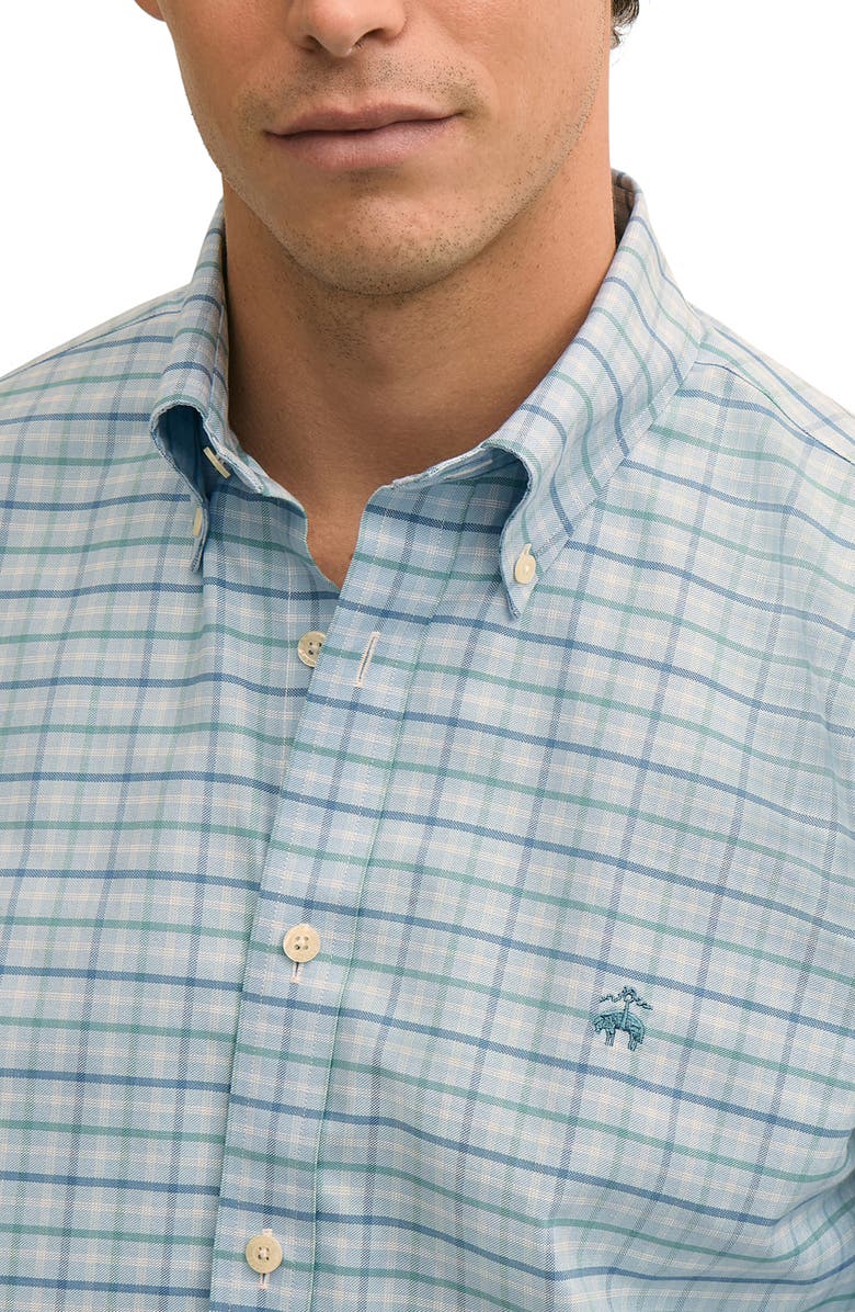 Brooks Brothers Plaid Non-Iron Stretch Cotton Oxford Button-Down Shirt, Alternate, color, Ltbluetealchk