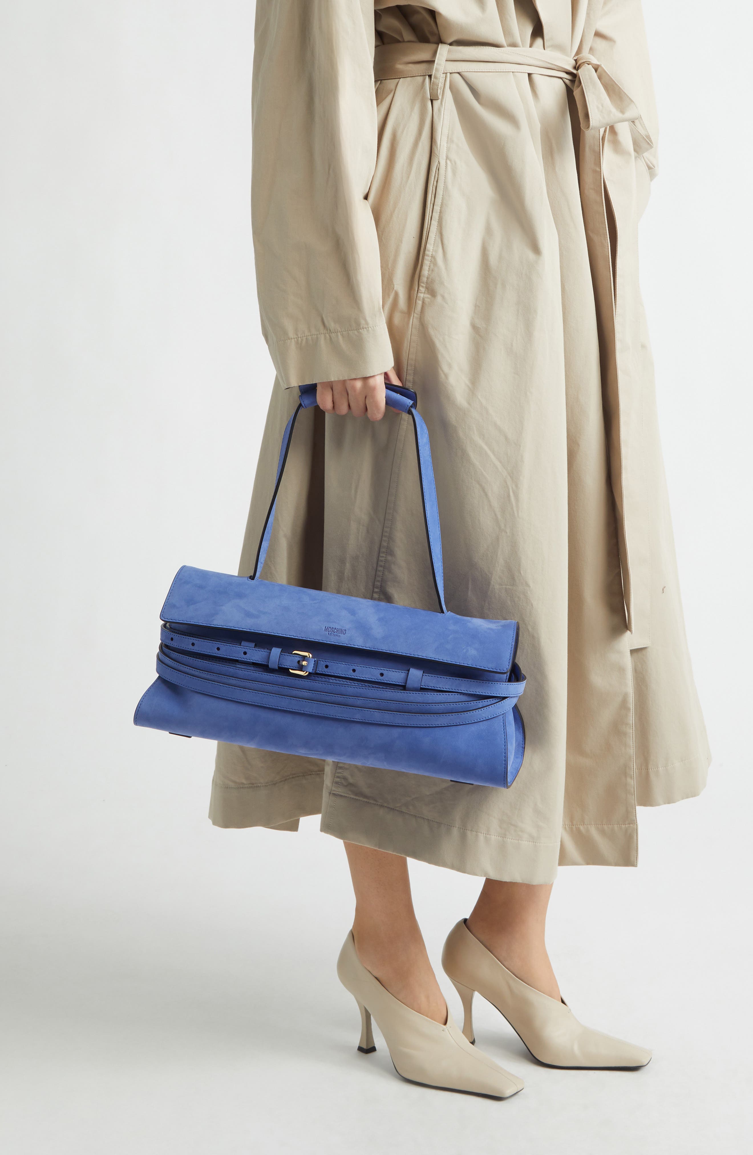 Moschino Tie Me East/West Shoulder Bag, Alternate, color, Klein 713 Oj0