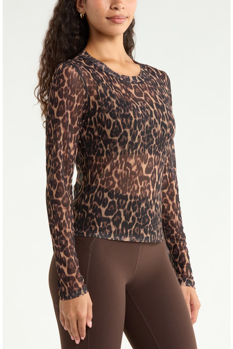 Mesh Mix Long-Sleeve Tee, Alternate, color, BROWN ELEGANT LEOPARD