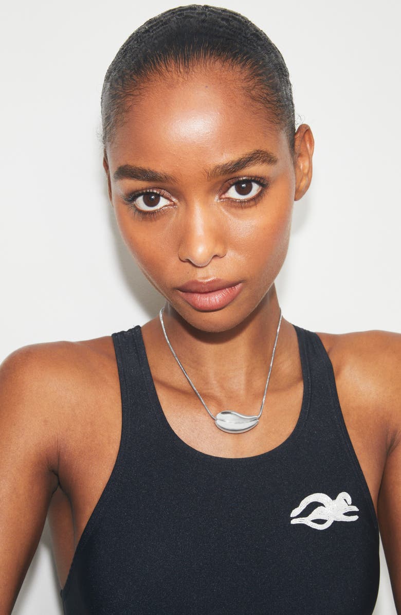 Tory Burch Wave Collar Necklace, Alternate, color, Light Silver