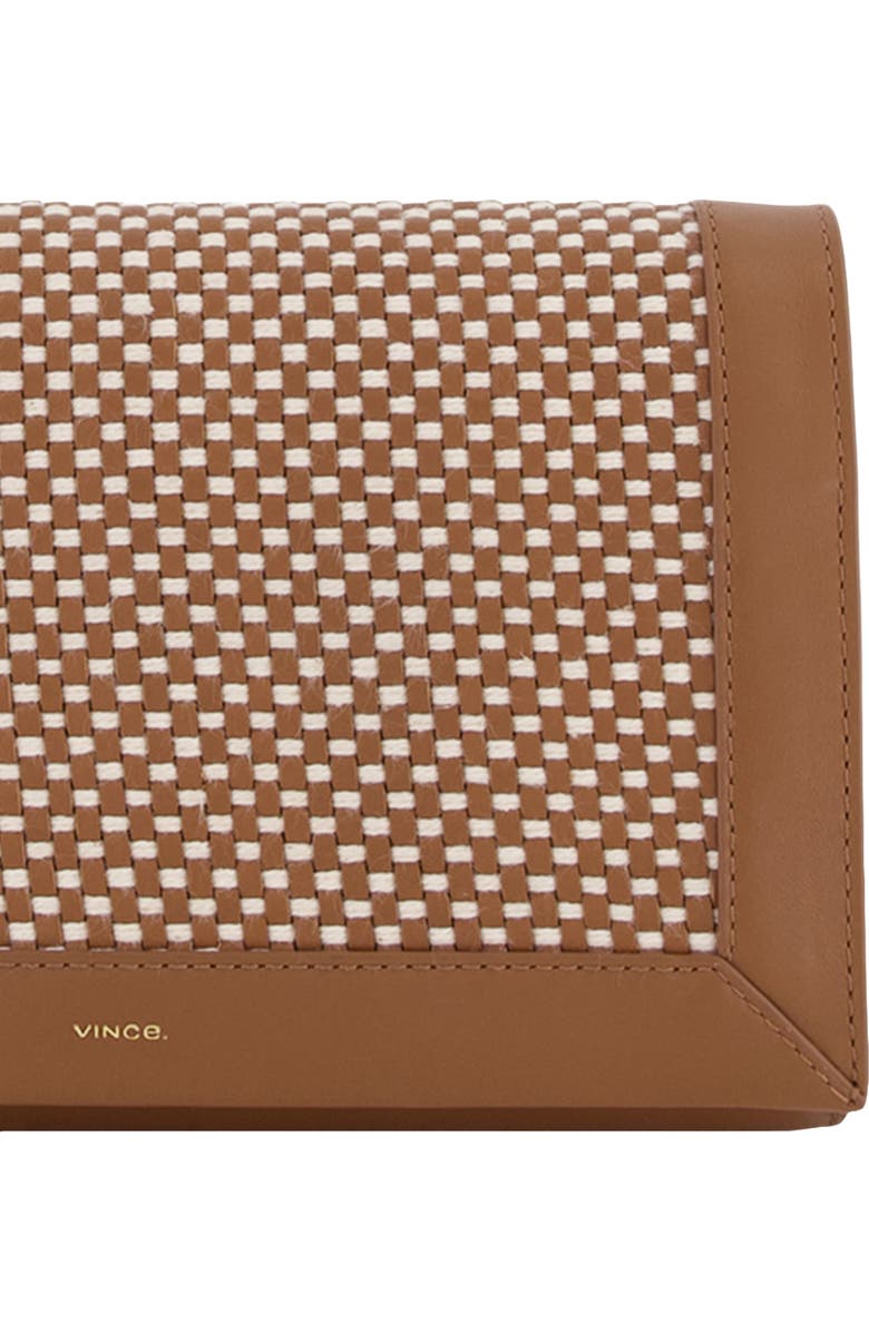 Vince Woven Leather Wallet on a Strap, Alternate, color, Saddle/ Milk