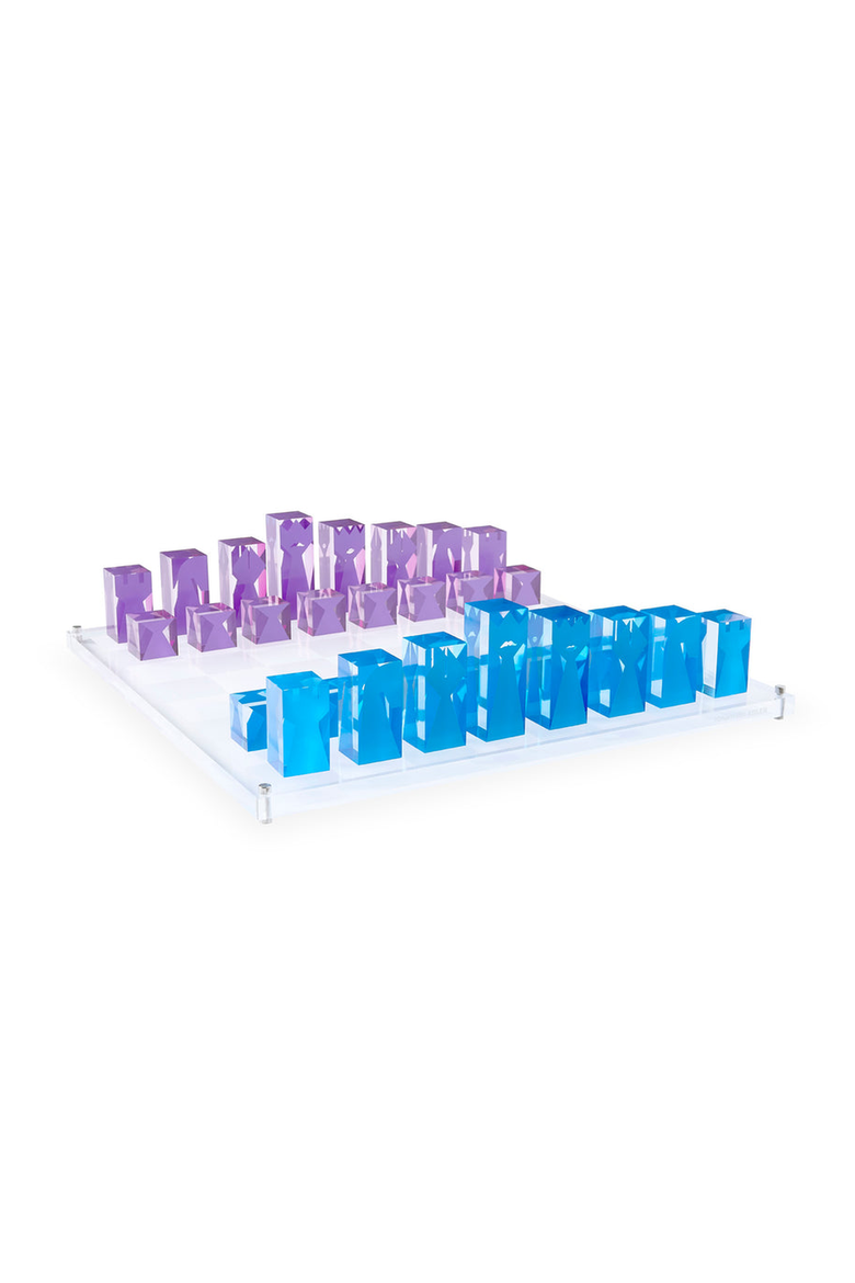 Acrylic Chess Set, Alternate, color, Blue / Purple / Clear