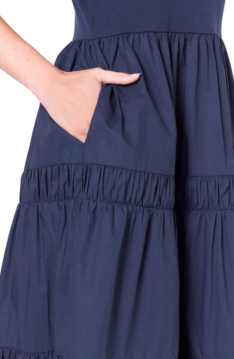 English Factory Mixed Media Tiered Midi Dress, Alternate, color, 