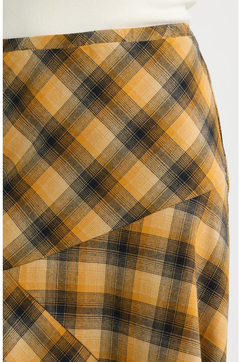 Plaid A-Line Midi Skirt, Alternate, color, AMBER