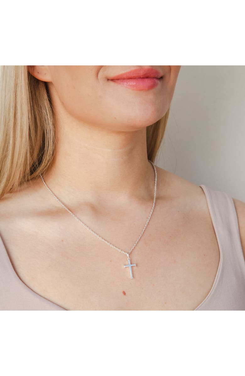 Rizen Jewelry Large Cross Pendant Necklace, Alternate, color, Sterling Silver