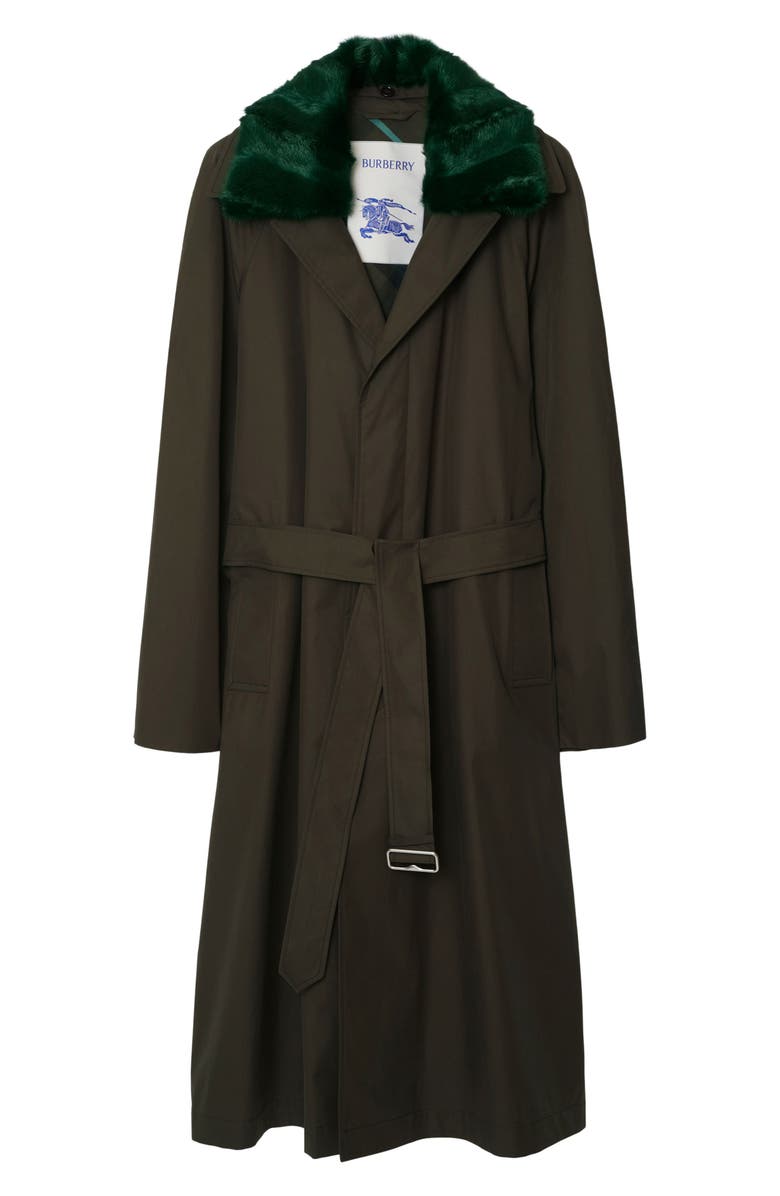Burberry Lambeth Oversize Water Resistant Raincoat With Removable Faux Fur Trim, Alternate, color, 