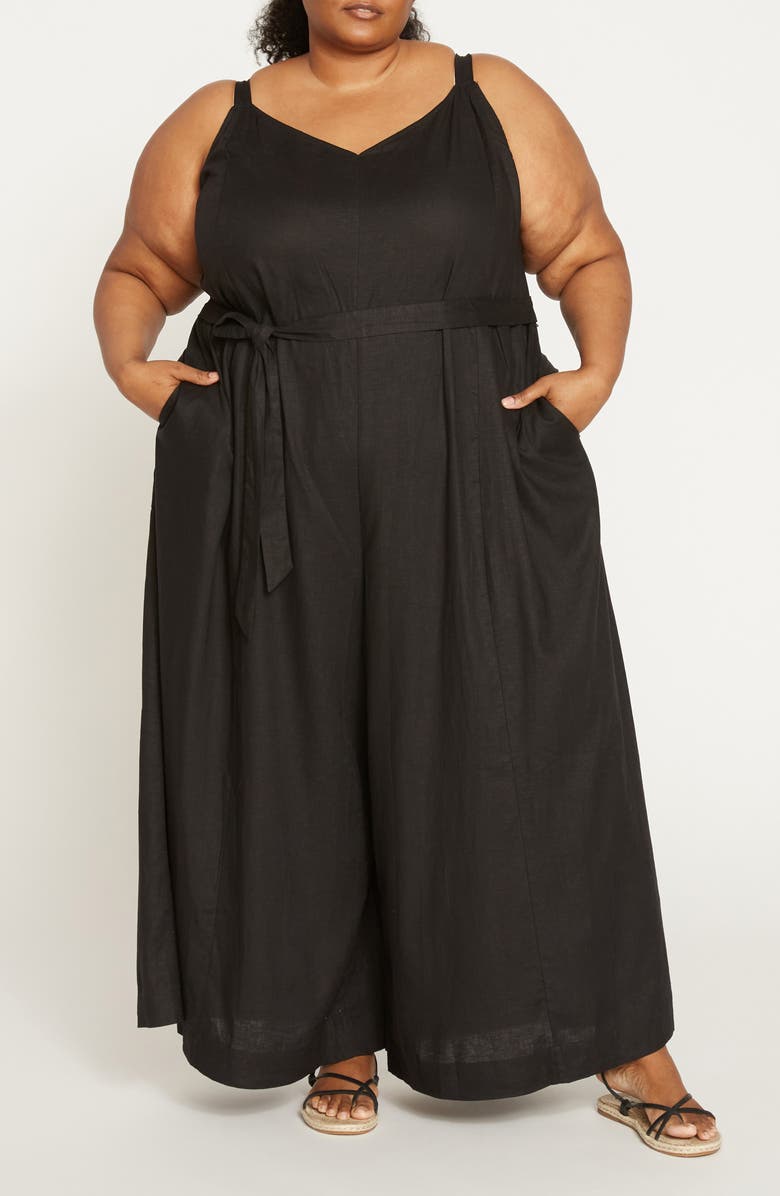 Universal Standard Promenade Sleeveless Linen Blend Jumpsuit, Main, color, 