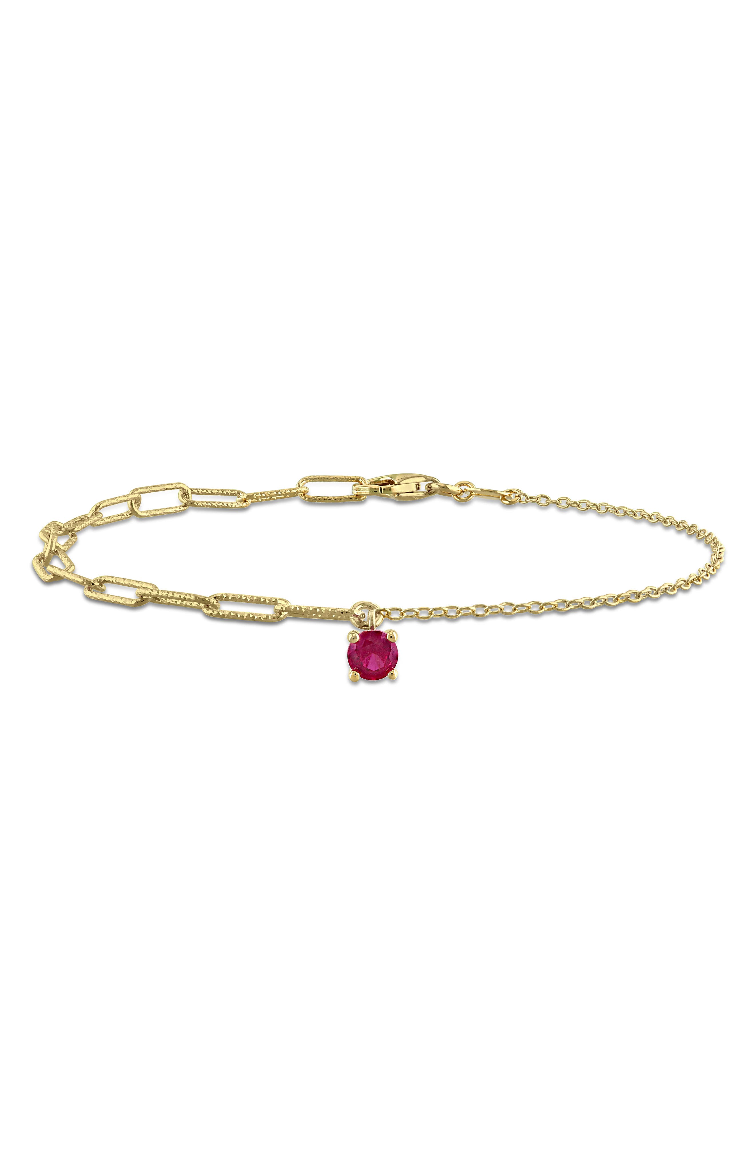 Lab-Created Ruby Mixed Chain Bracelet
