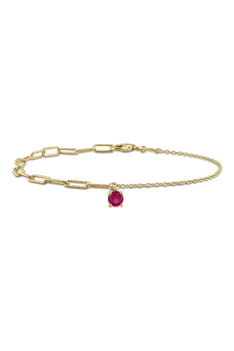 Lab-Created Ruby Mixed Chain Bracelet, Main, color, RED
