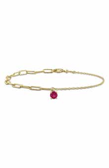 Lab-Created Ruby Mixed Chain Bracelet