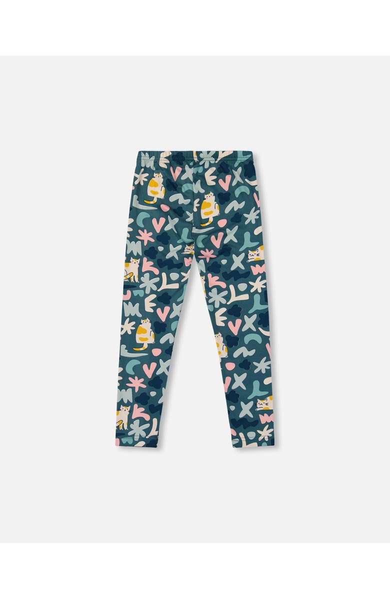 Deux par Deux Stretch Jersey Leggings Cat, Alternate, color, Green