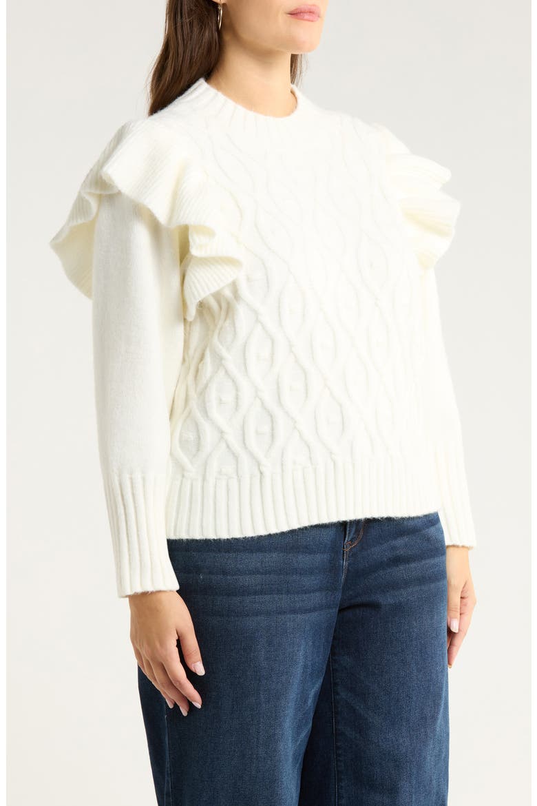 Gloriana Cable Stitch Sweater, Alternate, color, WHITE
