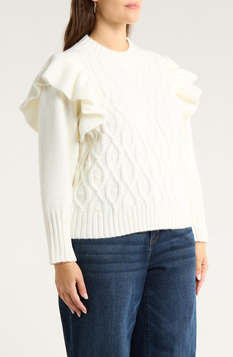SUGARLIPS Gloriana Cable Stitch Sweater, Alternate, color, White