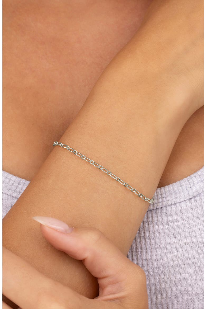 Rhodium Plated Delicate Link Bracelet, Alternate, color, SILVER