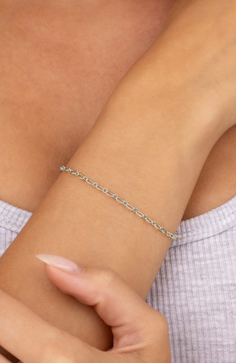 Sterling Forever Rhodium Plated Delicate Link Bracelet, Alternate, color, 