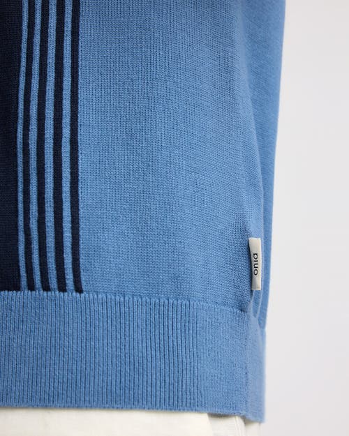 Onia Cotton Knit Short Sleeve Polo In Blue