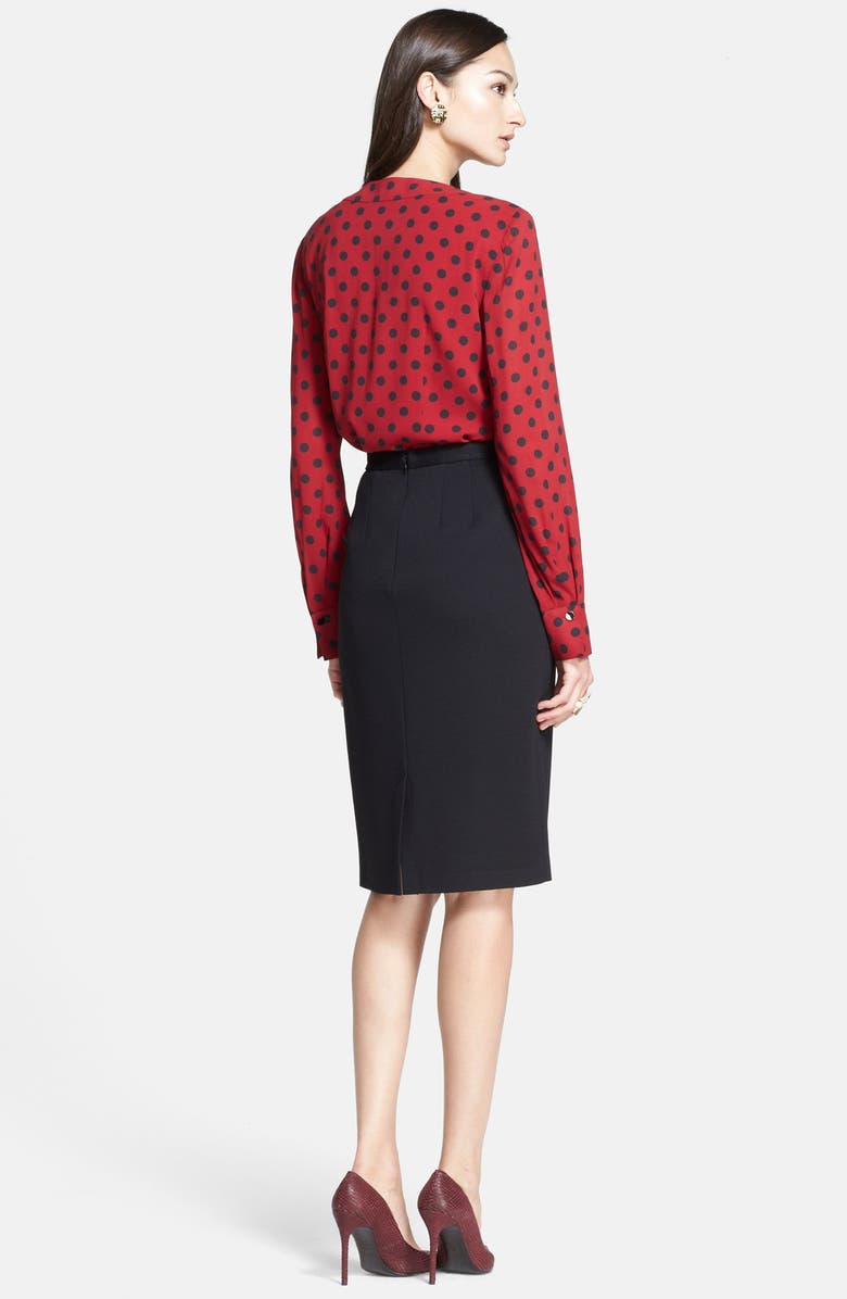 St. John Collection 'Classic Dot' Tie Neck Stretch Silk Blouse, Alternate, color,
