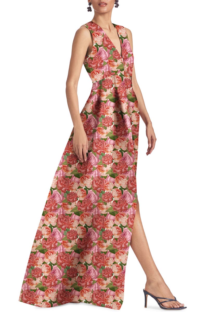 Sachin & Babi Brooke Floral Sleeveless Mikado Gown, Alternate, color, 