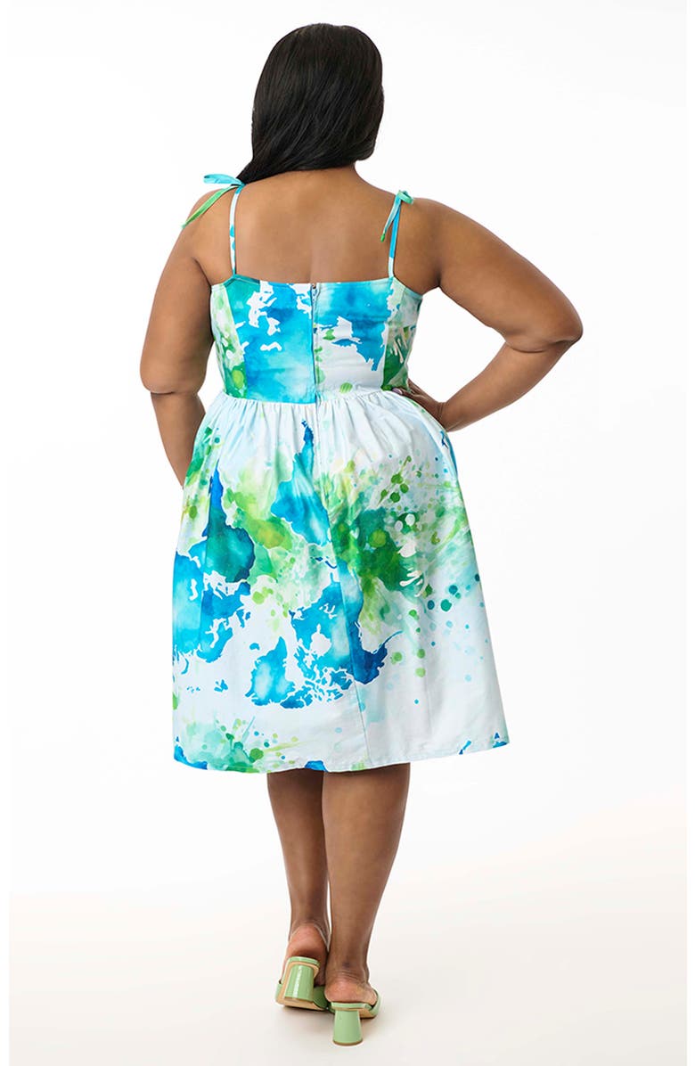 Unique Vintage Plus Size 1950s Bobbie Swing Dress, Alternate, color, Earth Map Print