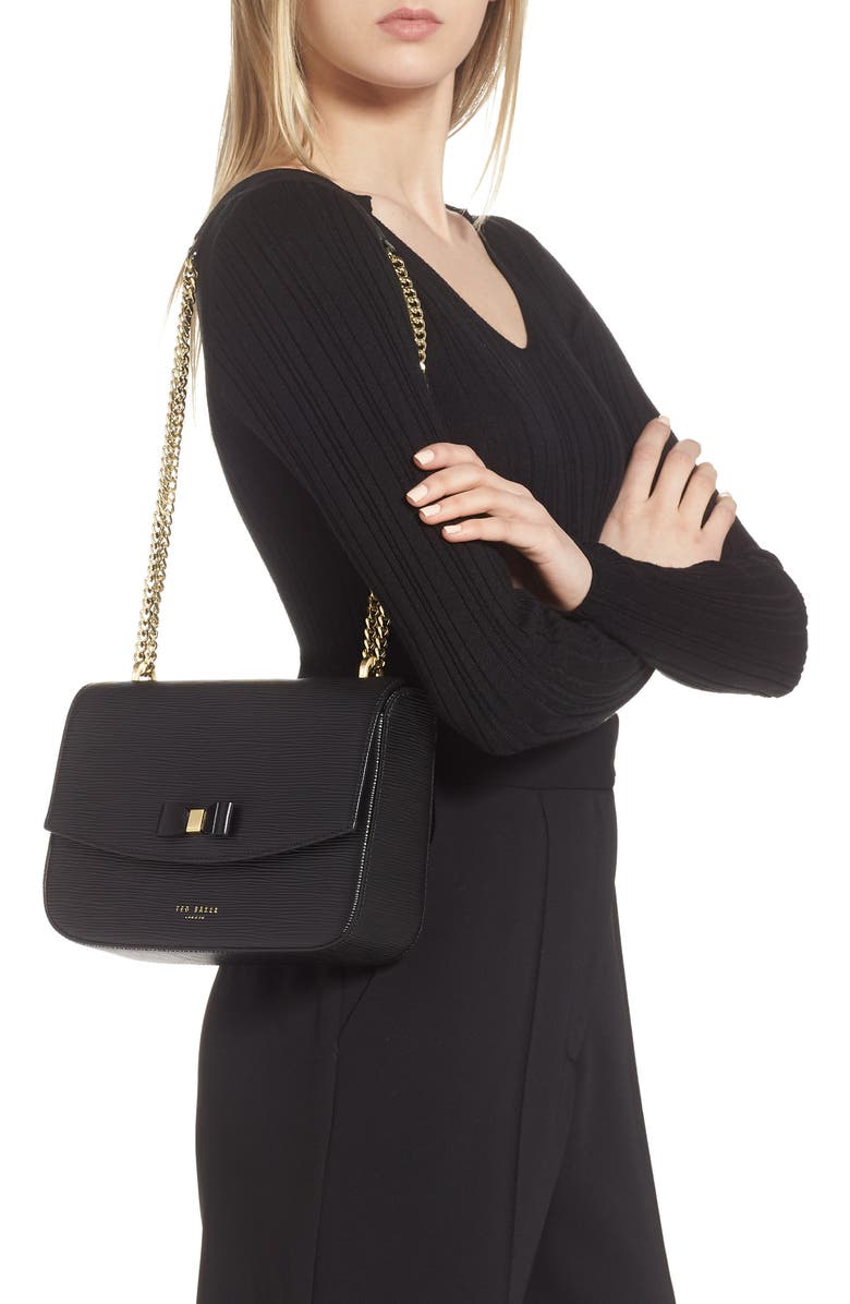 Ted Baker London Danieel Bow Leather Crossbody Bag, Alternate, color,
