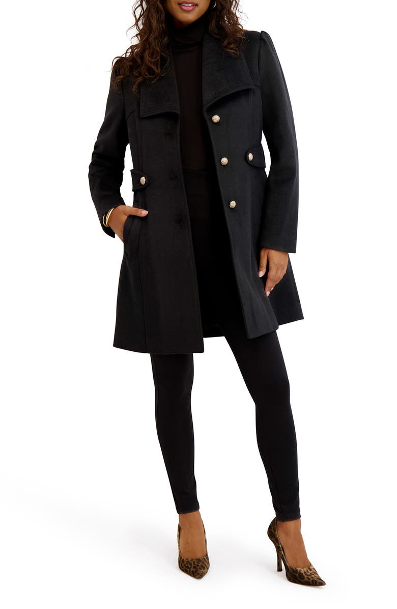 Kensie Wool Blend Long Coat, Alternate, color, Black