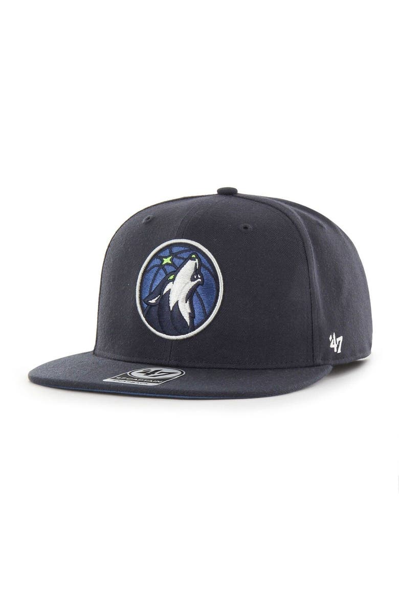 '47 Men's '47  Navy Minnesota Timberwolves Sure Shot Captain Snapback Hat, Alternate, color, 