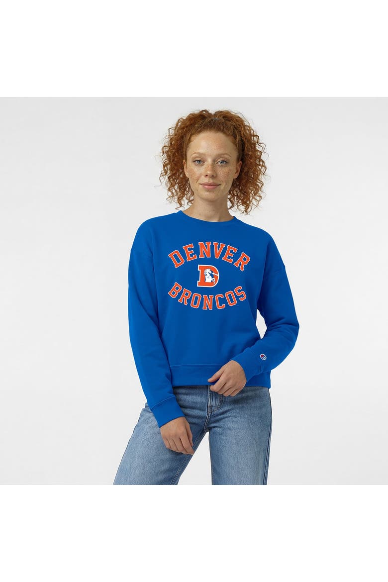 Women's Champion  Royal Denver Broncos Heart & Soul Powerblend Sweatshirt, Main, color, Royal