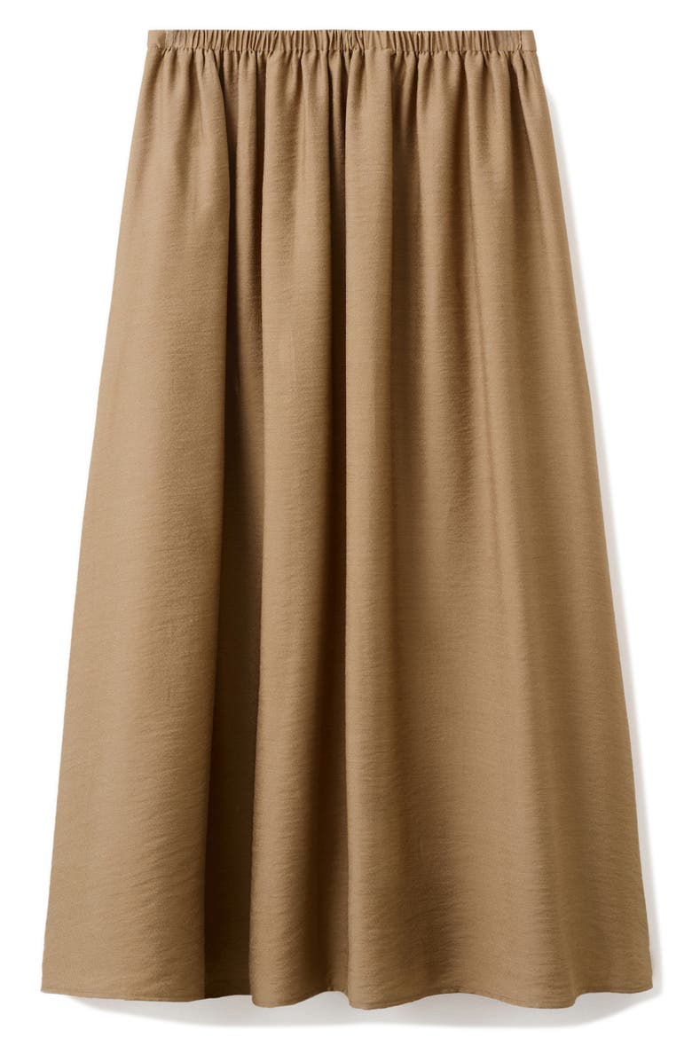 Gathered A-Line Midi Skirt, Alternate, color, BROWN