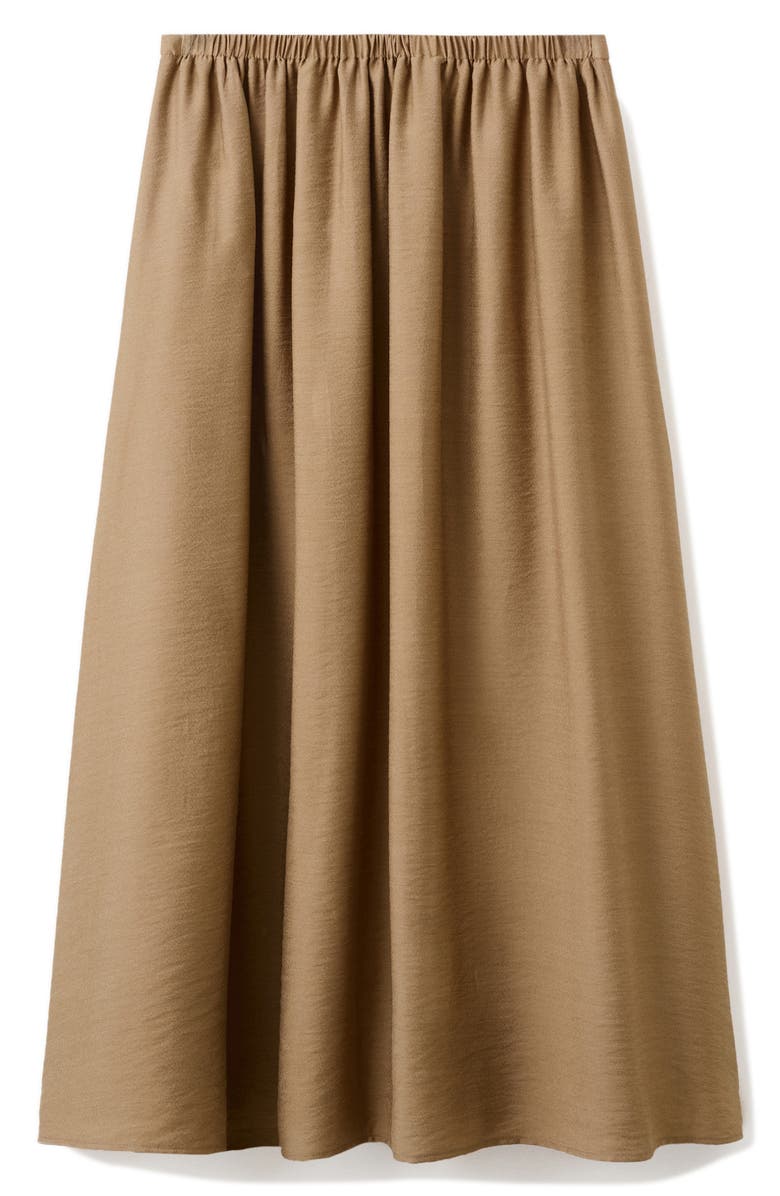 MANGO Gathered A-Line Midi Skirt, Alternate, color, Brown