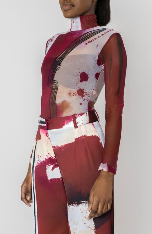 Israella Kobla Freshco Sheer Mock Neck Top In Sth Print