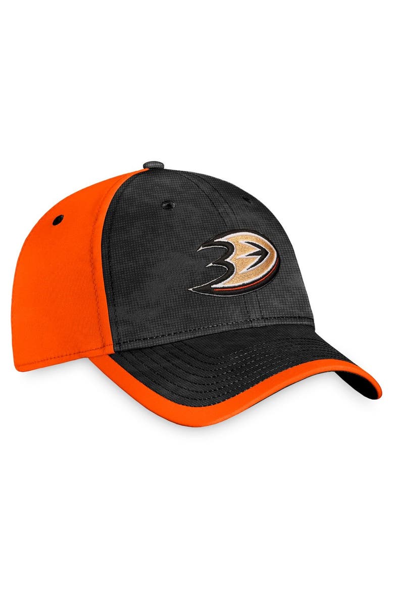 Men's Fanatics Branded Black/Orange Anaheim Ducks Authentic Pro Rink Camo Flex Hat, Alternate, color, Black