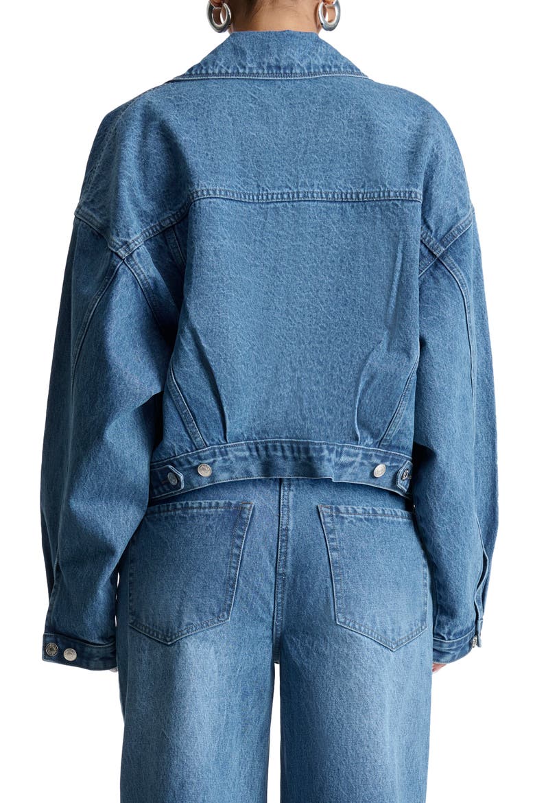 Oversize Denim Trucker Jacket, Alternate, color, MEDIUM WASH
