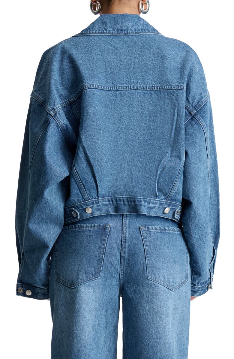 Naked Wardrobe Oversize Denim Trucker Jacket, Alternate, color, Medium Wash