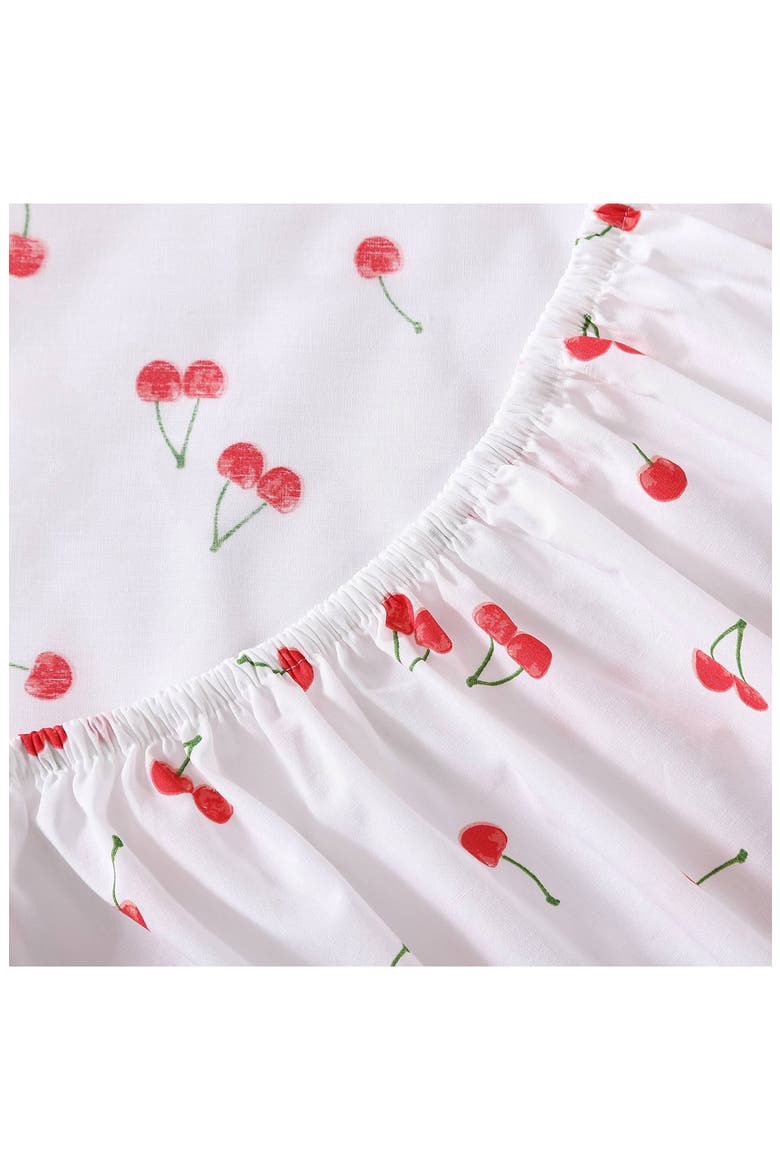 Cherry Print 200 Thread Count Cotton Percale Sheet Set, Alternate, color, RED
