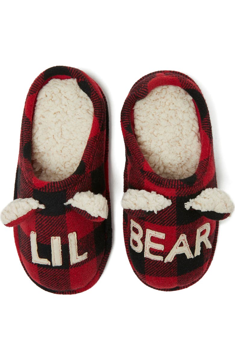 DEARFOAMS Kids' Buffalo Check Lil Bear Clog Slipper, Alternate, color, Red Plaid