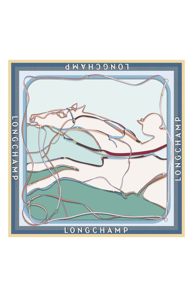 Longchamp Toute Allure Silk Square Scarf, Alternate, color, Mint