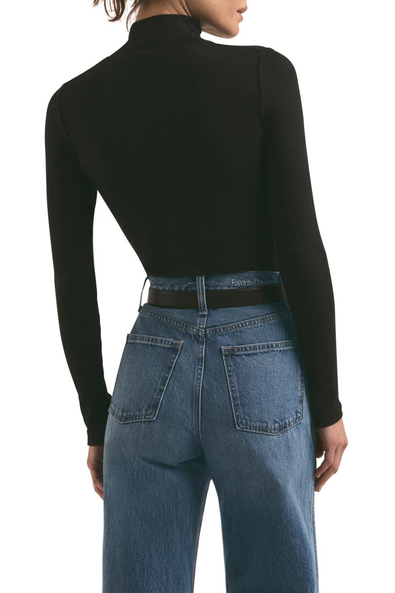 Long Sleeve Mock Neck Rib Top, Alternate, color, BLACK