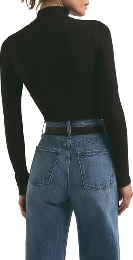 Long Sleeve Mock Neck Rib Top
