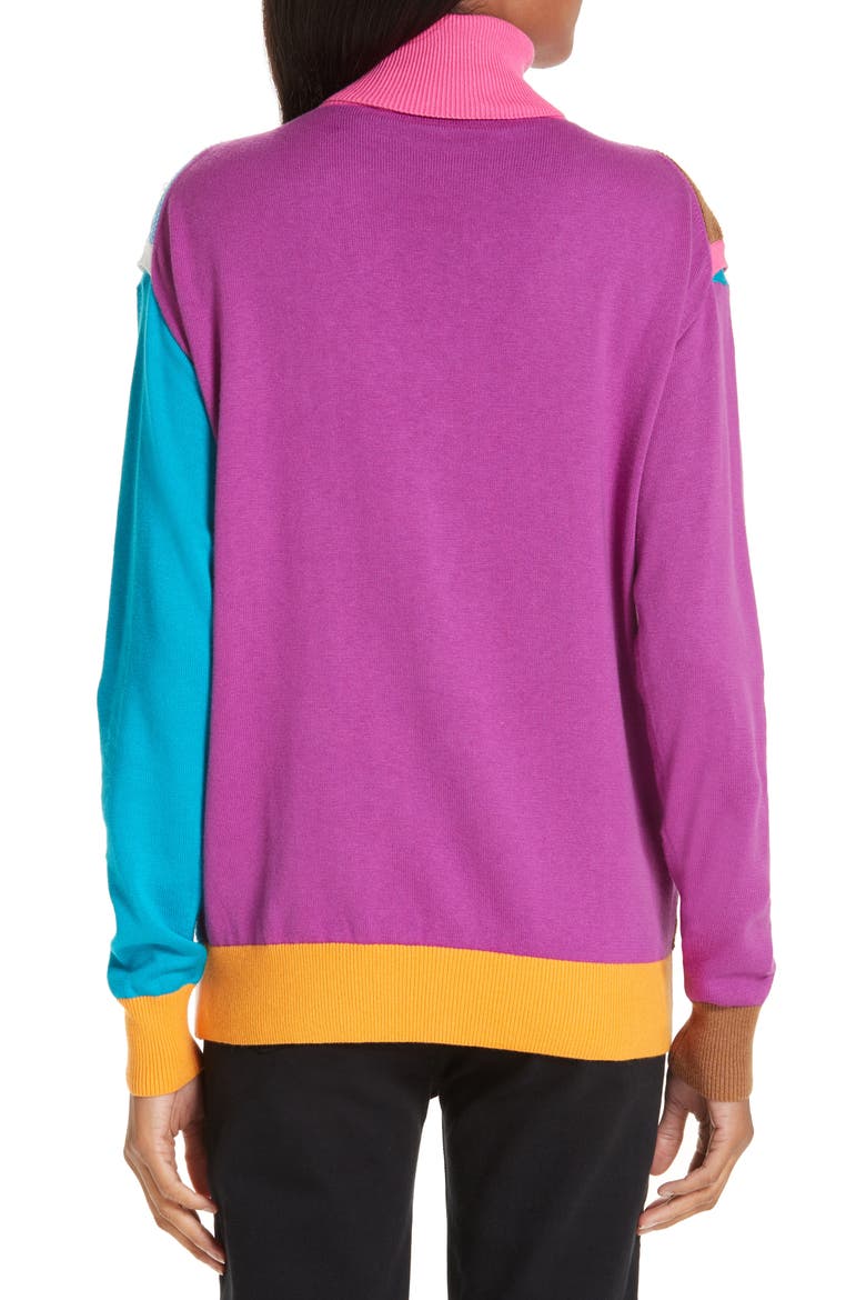 Layered Cotton & Cashmere Sweater, Alternate, color, PINK/BLUE/SAND COMBO